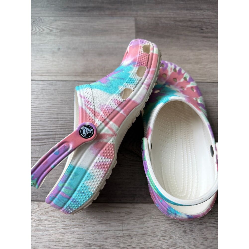 Crocs Tie Dye Pastel Sandals Clogs Summer Casual Workwear Womens 9 Mens 7 - Picture 3 of 6